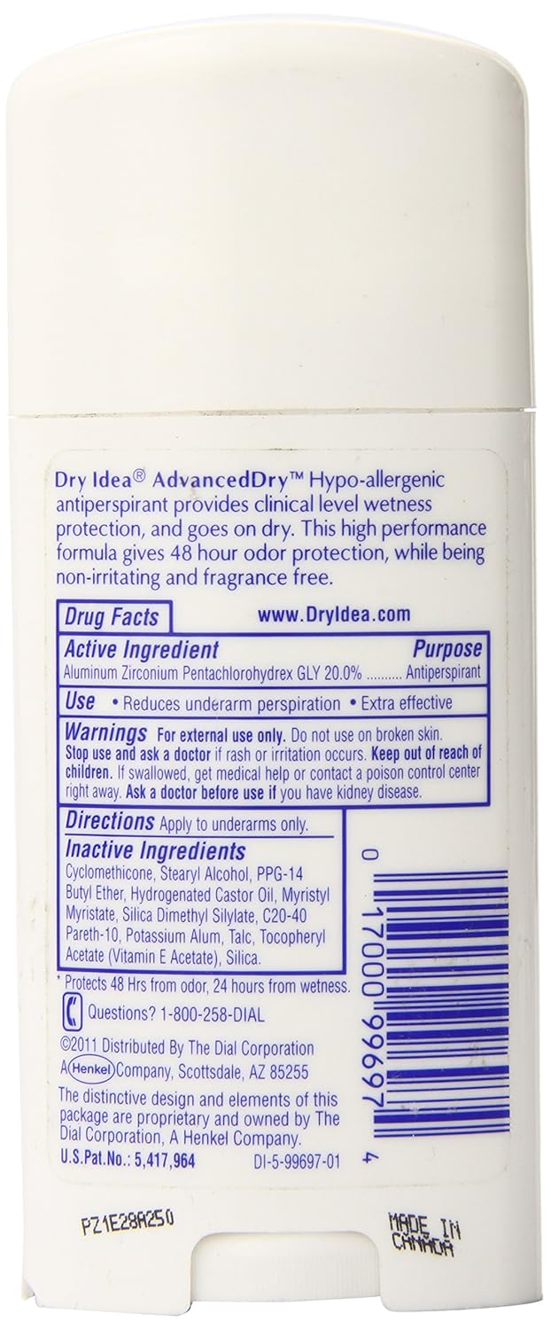 Dry Idea Anti-Perspirant Deodorant Roll-On Unscented 3.25 oz : Antiperspirant Deodorants : Beauty
