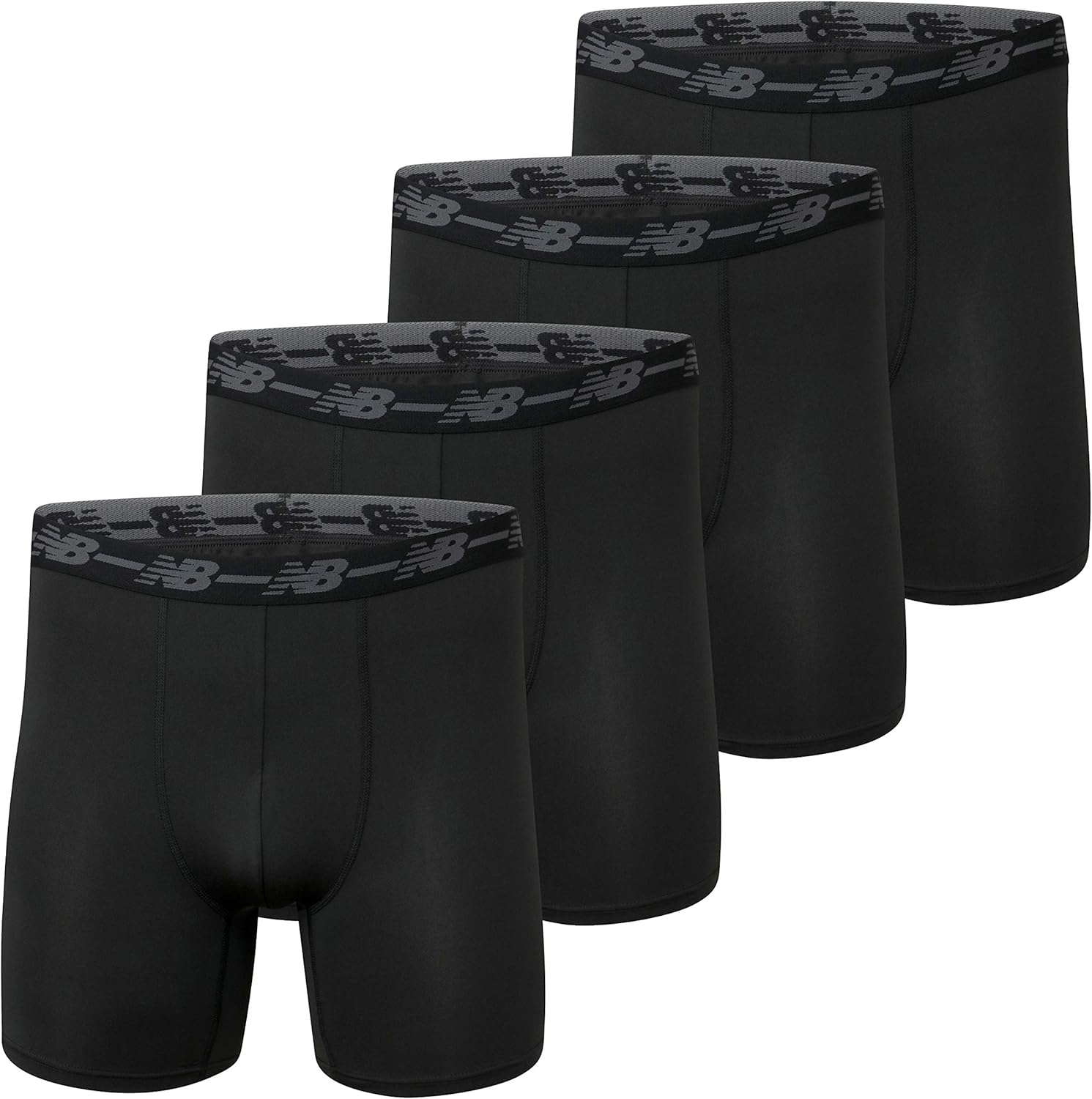 New Balance Men's Performance 5" No Fly Boxer Brief, 4-Pack: Clothing