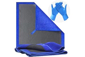 Mnixy Clay Bar Towel Pack of 2 with 2 Gifted Gloves Fine Grade Microfiber Clay Towel Auto Detailing Towel Clay Bar Alternative for Car Detailing (Dark Blue)