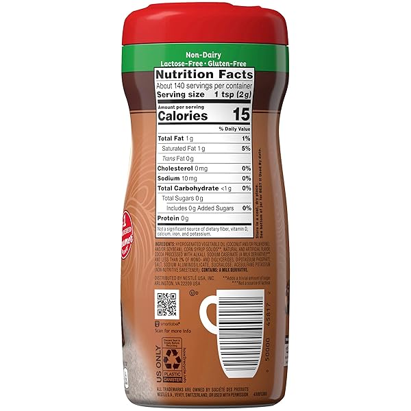COFFEE-MATE SUGAR FREE CREAMY CHOCOLATE POWDERED COFFEE CREAMER, 10.2 OUNCE