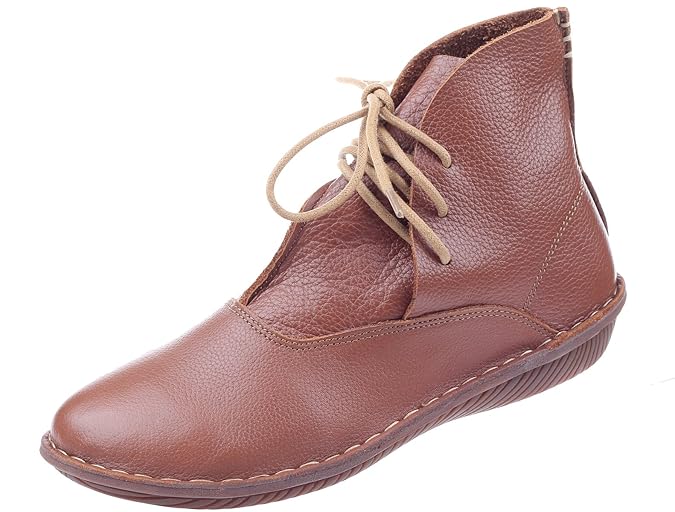 Vogstyle Damen Leder Stiefel New Flache Schuhe