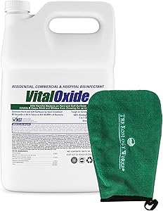 Vital Oxide Disinfectant, Deodorizer, Cleaner, Food-Contact Sanitizer – Kills Mold & Mildew, Eliminates Odors – Industrial Commercial Grade – Includes Applicator Mitt (Gallon)