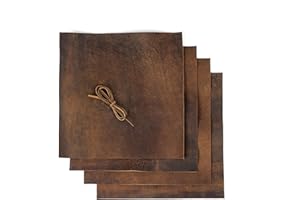 NOMADCRAFTSCO. Genuine Leather Sheets Set of 4, Leather Material, Genuine Leather for Crafts | Leather Roll, Soft Leather, Sheet Leather for Crafts | Quality Raw Leather 12" x 12" + 36" Leather Cord
