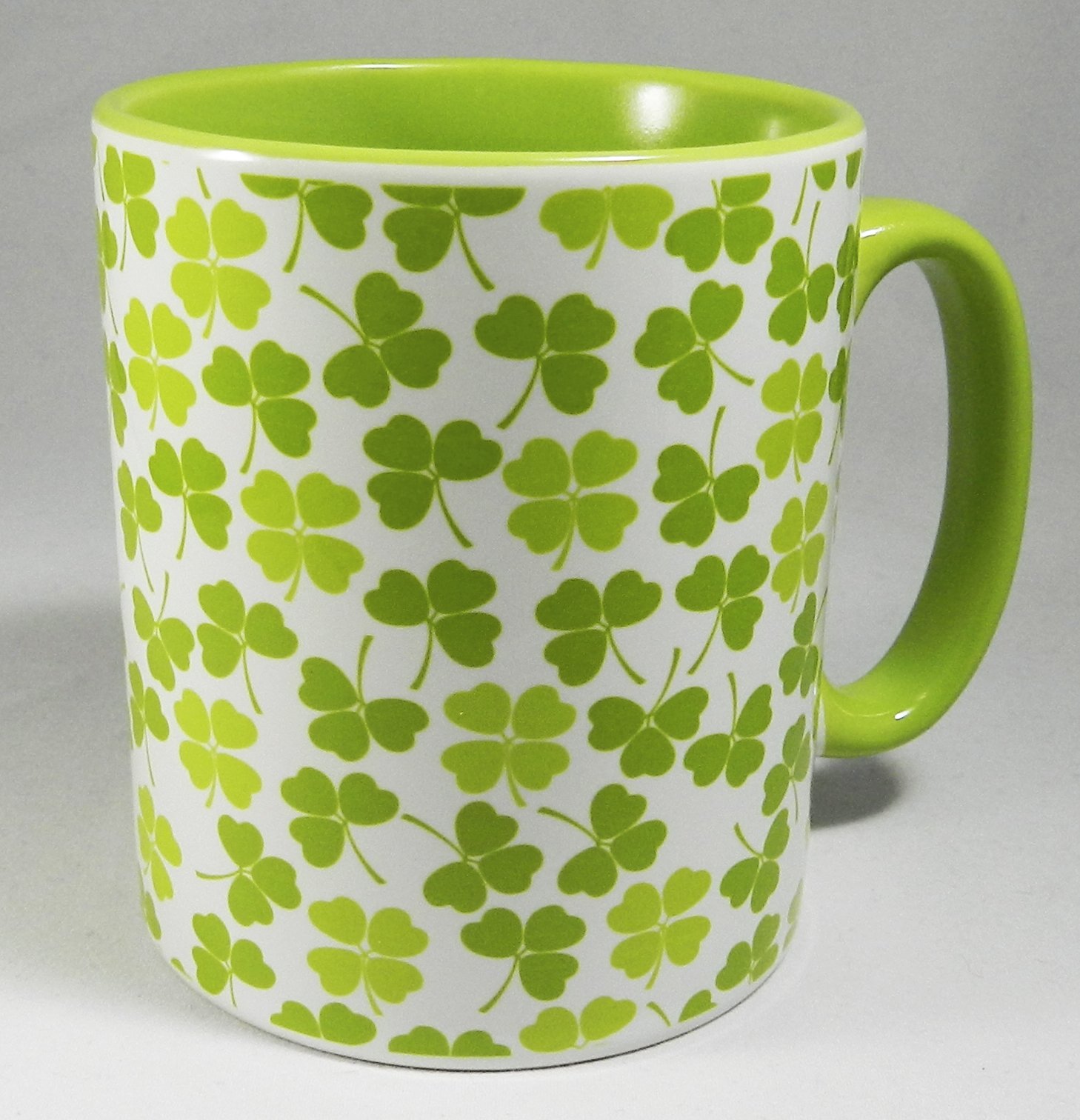 Half a Donkey Lucky Four Leaf Clover Ceramic Mug with Green Glazed Handle and Inner 310ml