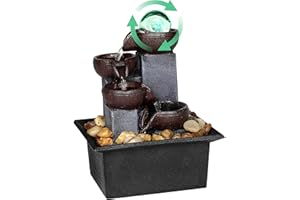 FATHER'SDEN COLLECTION Water Fountains Indoor-Waterfall-Tabletop Fountain-Desk Fountain with Rainbow Colors LED Lighting from Spinning Crystal Ball-Relaxing Waterfall n River Rocks for Natural Feng Shui Effect