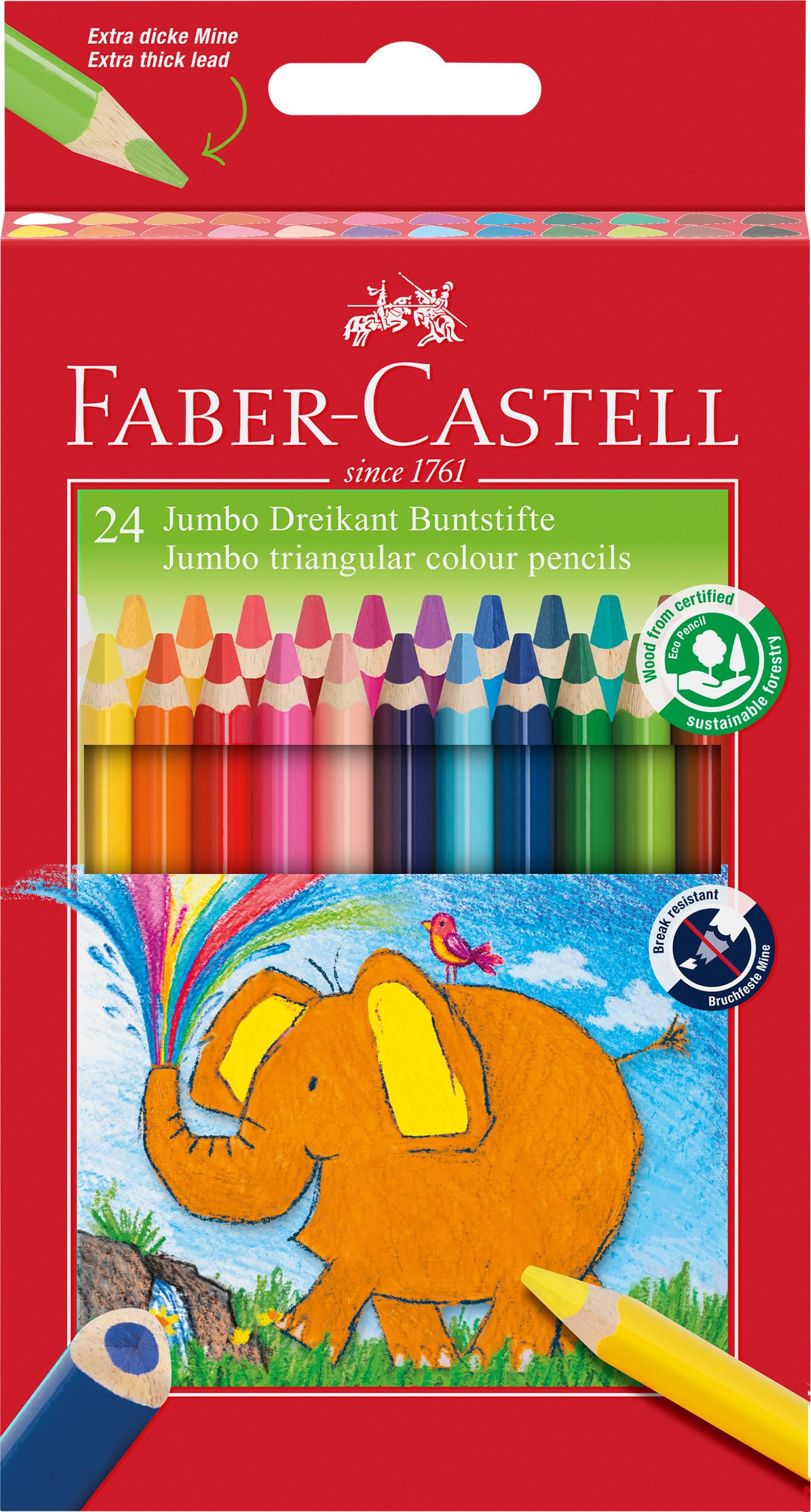 Faber-Castell 116524 Triangular Jumbo Coloured Pencils (Pack of 24)