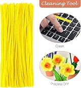 G2PLUS Yellow Craft Pipe Cleaners 30cm 6mm Chenille Stem 100pcs view 4