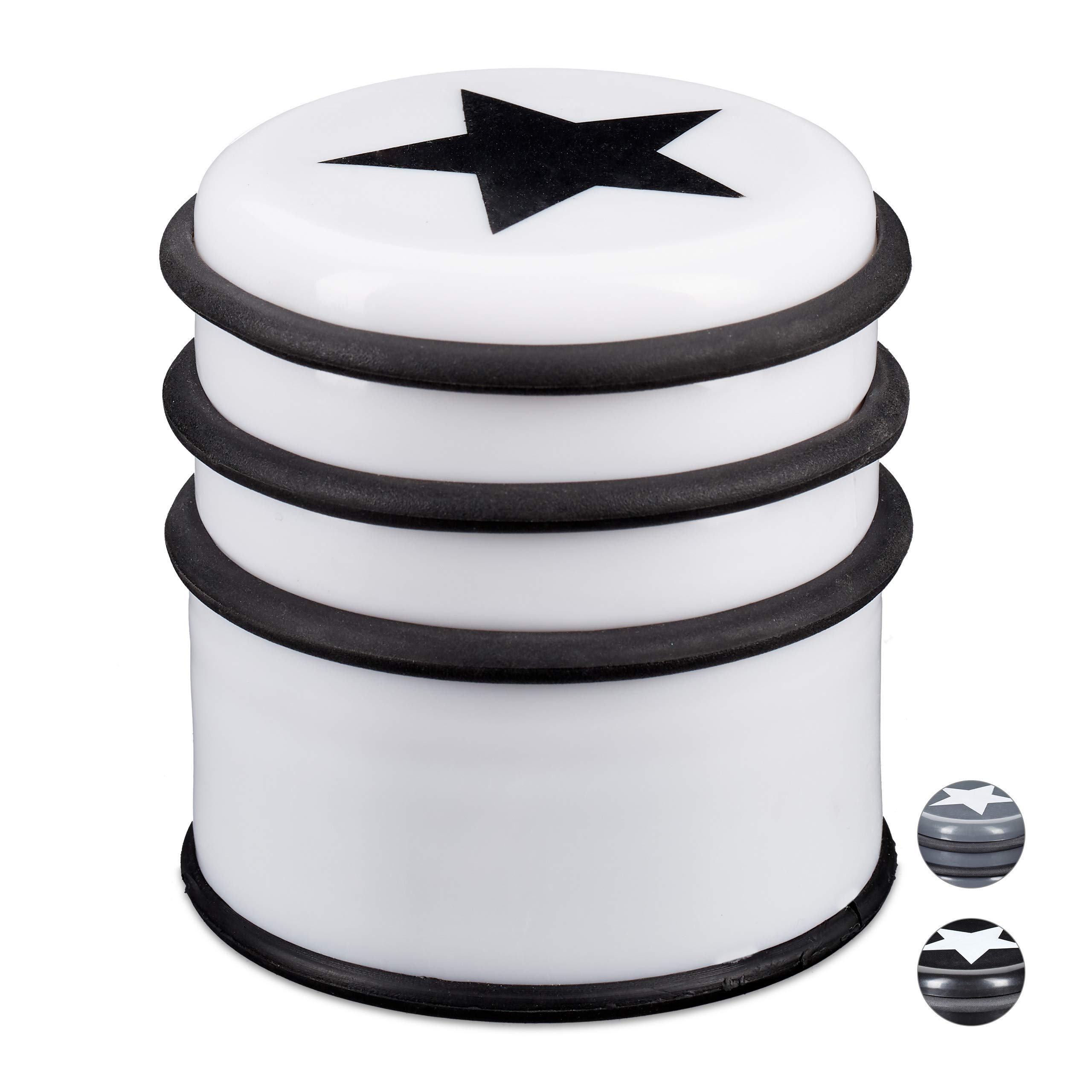 Relaxdays Floor Doorstopper, Bumper for Windows & Heavy Doors, Large, With Star Logo, 8 cm Tall, White