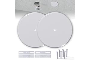 WUNO SHOP WunoShop 2 Pcs Ceiling Cover Plate, 5 inch Round Outlet Covers Plates For Electrical Box, Smoke Detector Cover Plates for Wall Light Hole, Metal Blank Cleanout Covers Plate with Center Hole -White