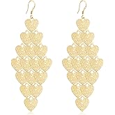 unixmoment Lightweight Love Heart Dangle Drop Earrings Alloy Tassel Chandelier Heart Hook Earring For Women Wedding