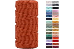 ZXCDINO Rust Red Macrame Cord 3mm x 109Yards,Colored Cotton Rope Craft Cord Colorful Cotton Cord Twine for Wall Hanging Plant Hangers Crafts Knitting Decorative Projects