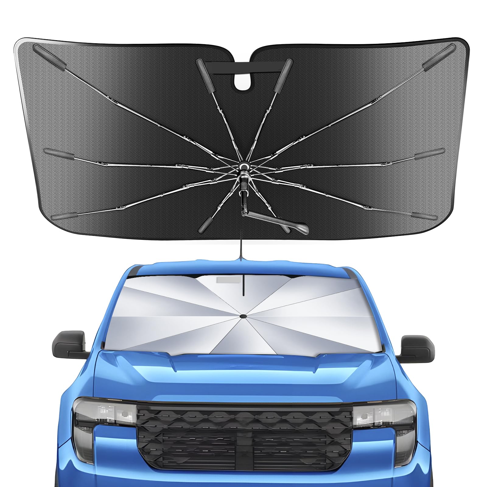 Photo 1 of [Upgrade] Portable Ford Maverick 2022-2025 2026 Windshield Sunshade Umbrella [Military-Grade Sturdy] with Carry Bag, 2 in1 Ice Crystal Durable Compact UPF50+ Car Shade Umbrella Outdoor Camping