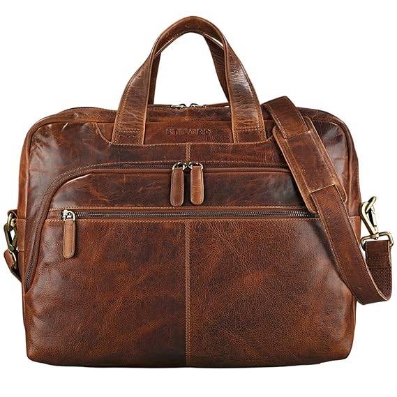 STILORD 'Lias' Umhängetasche Leder Herren Vintage 15,6 Zoll Businesstasche Laptoptasche groß Arbeit Büro Uni Antik Leder, Far