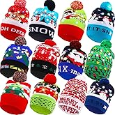 Vicenpal Christmas Light up Hats Adults LED Colorful Flashing Knitted Beanie Ugly Sweater Xmas Santa Holiday Party Supplies