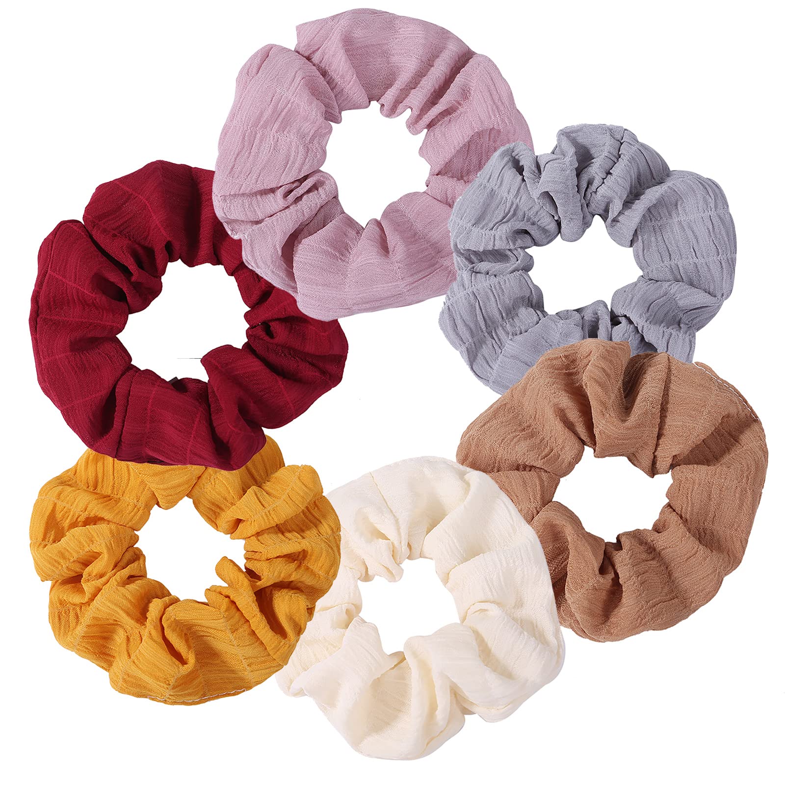 Scrunchies for Hair, Chiffon 6PCS Bandana Scrunchy Hair Ties, Hair Bands for Women. (Chiffon)