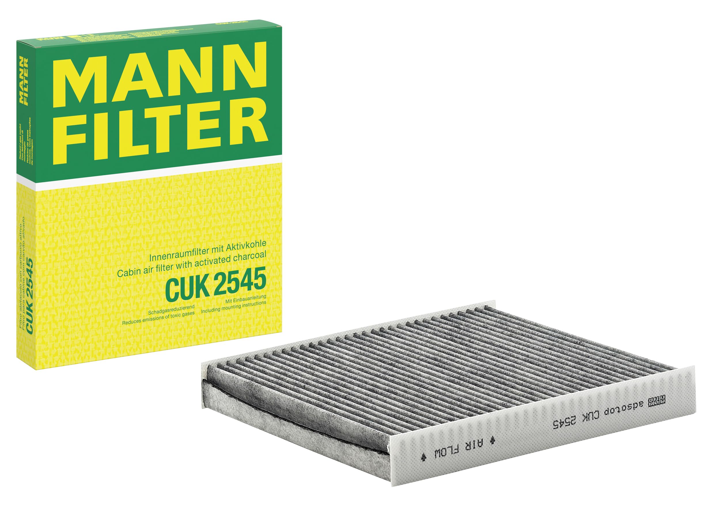 MANN-FILTER CUK 2545 Cabin Air Filter - Pollen Filter with Activated Carbon - for Cars + Transporters