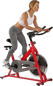 sunny health & fitness exercise cycling bike with heavy 49 lb chrome flywheel
