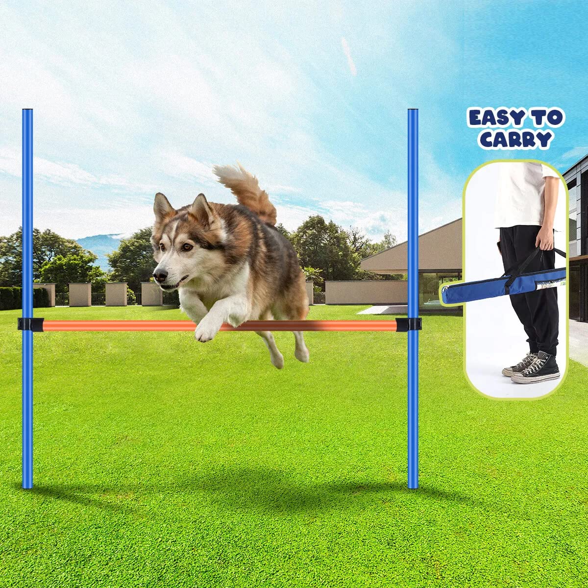 Pawise Pet Dogs Outdoor Games Agility Exercise Training Equipment Agility Starter Kit Jump Hoop Hurdle Bar