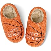 Boys Ball Sports Slippers, Soft Curly Plush House Shoes, Non-Slip Indoor Sports Fans Slipper, Cozy Warm Gift for Kids