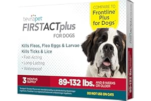 TEVRAPET FirstAct Plus Flea Treatment for Dogs, Extra Large Dogs 89+ lbs, 3 Doses, Same Active Ingredients as Frontline Plus Flea and Tick Prevention for Dogs