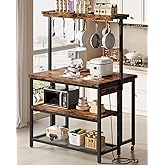 Kitchen Island with Power Outlet, Kitchen Island Table with Folding Top, Stationary Storage Islands, Coffee Bar with Outlets 