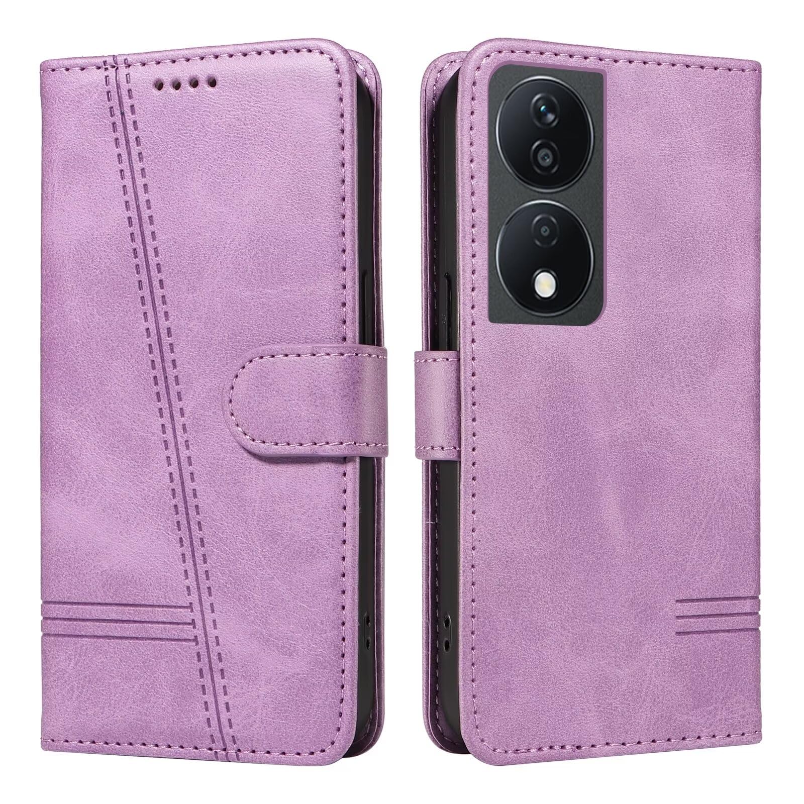 Bnvdfre Case for Honor X7b/Honor 90 Smart Case Flip Shockproof PU Leather with Card Slots Magnetic Kickstand Protective Wallet Phone Case Compatible with Honor X7b/Honor 90 Smart, Purple