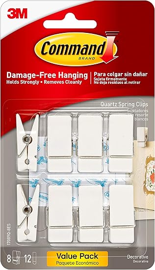 Command Spring Clips, Quartz, 8-Clips 