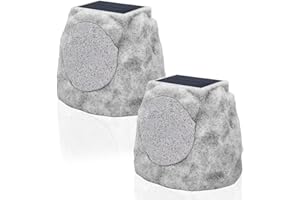 Postlucky Outdoor Rock Bluetooth Speakers Waterproof Solar Powered Wireless Rock Speakers Outdoor Waterproof with Lights RGB and TWS Pair All Weather for Outside Patio Deck Pool Garden BBQ (2-Pack)