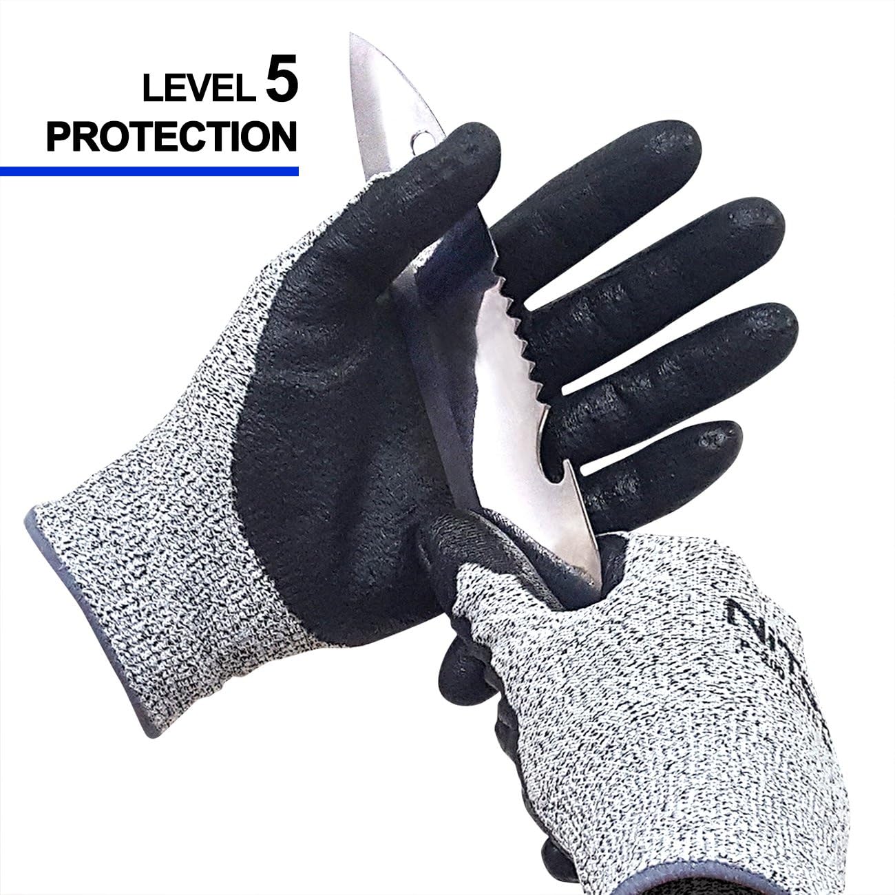 NiTex CUT5-M5 EN388 Certified Level 5 Cut Resistant Work Gloves for Gardening Builders Mechanic Multi-Purpose (M, 5 Pairs)