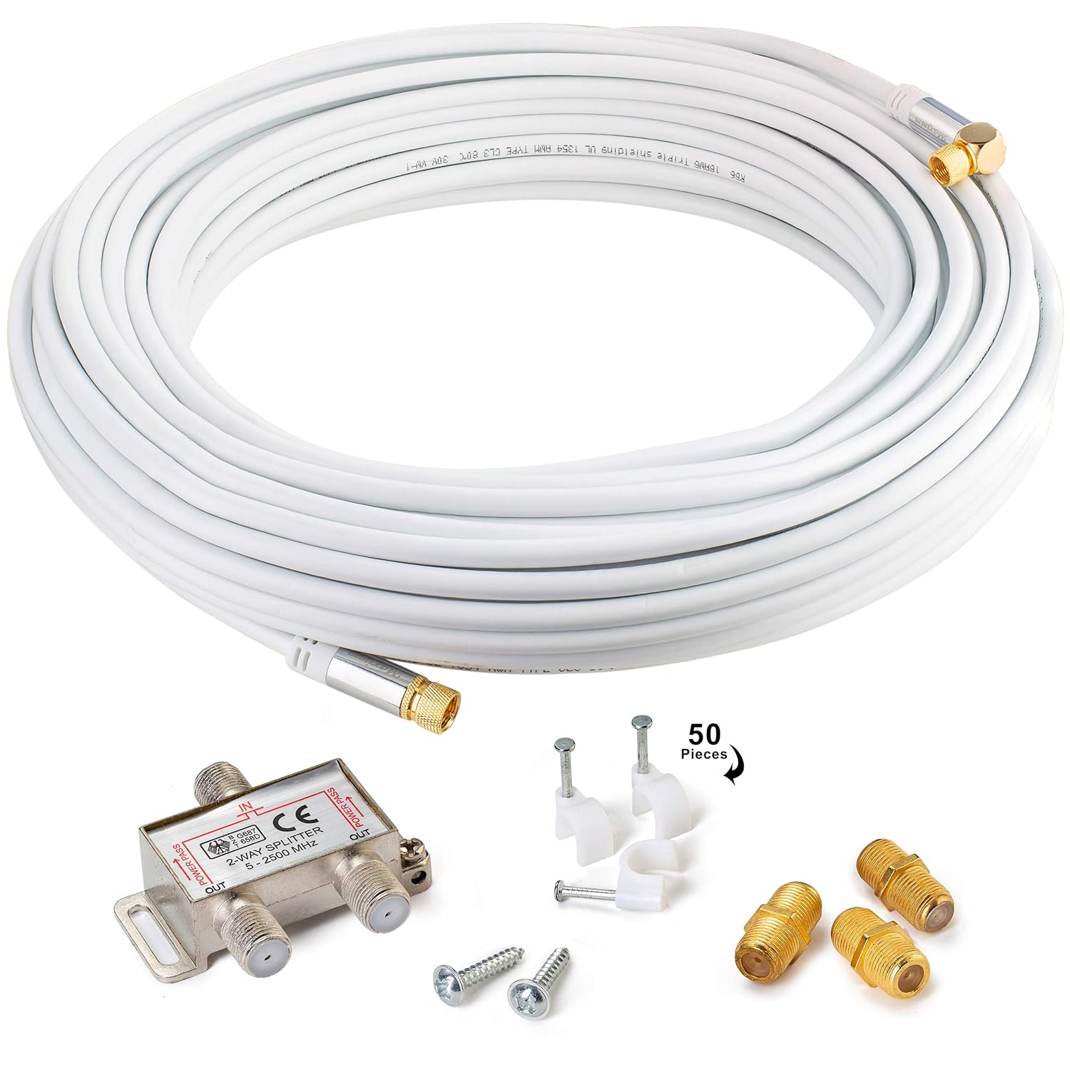 Maximm Cable coaxial Recto a Angular, 75 pies, Blanco, RG6 F ...