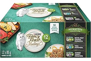 Fancy Feast Medleys Wet Cat Food, Primavera Collection Variety Pack 3 Flavours - 85 g Can (12 Pack)