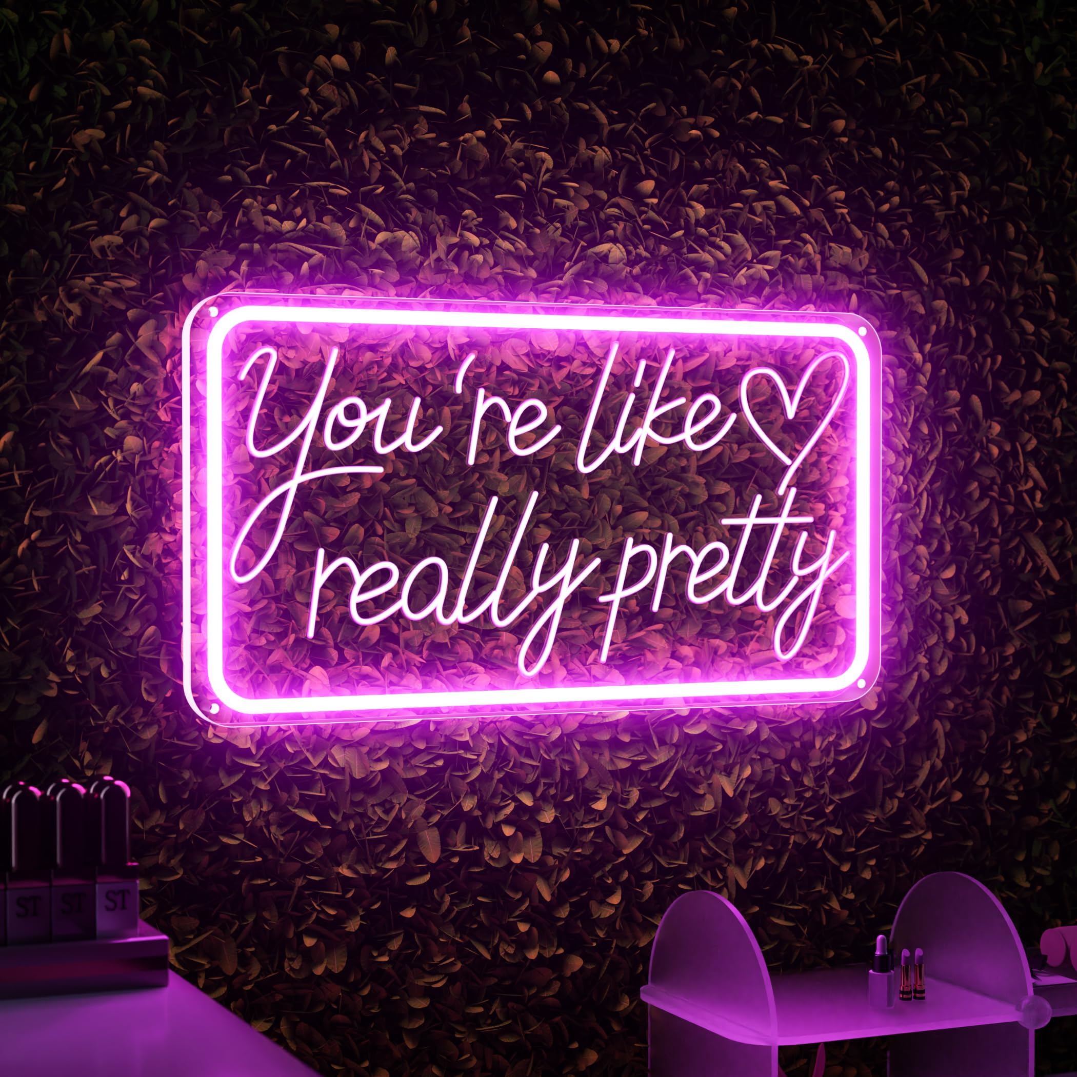 Photo 1 of You're Like Really Pretty Neon Signs for Wall Decor, LED Neon Sign Aesthetic Room Decor for Teen Girls Neon Lights Signs for Bedroom, Salon, Wedding Party Pink Neon Name Sign