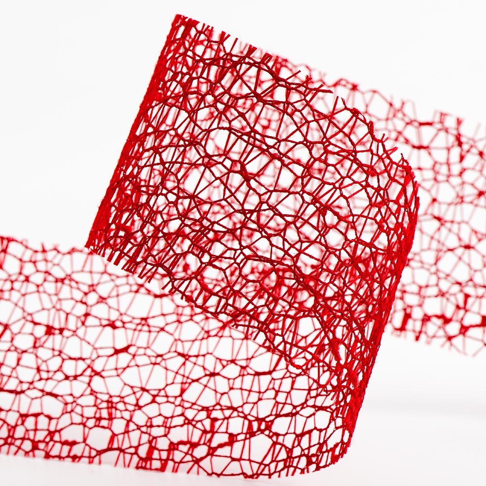 Italian Options Deco Web Mesh Ribbon 38mm x 20 Metres - Red โ image 1