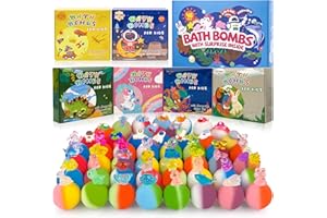 BYGGVIR 48pcs Bath Bombs for Kids with Toy Inside, Organic Colorful Bubble Bath for Kids Safe, Best Birthday, Party, Easter Bath Bombs Gift Set for Girls and Boys