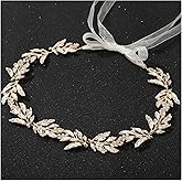 SWEETV Leaf Wedding Headpieces for Bride Flower Girl Gold Bridal Headband with Rhinestones Women Handmade Hair Accessories
