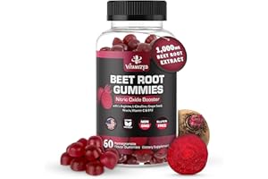 VITAMIZED Beet Root Gummies - Super Nitric Oxide Beets Supplement - Red Beetroot Heart Chews with Grape Seed Power & B12- Pomegranate Flavor, 60 Chewables Beets