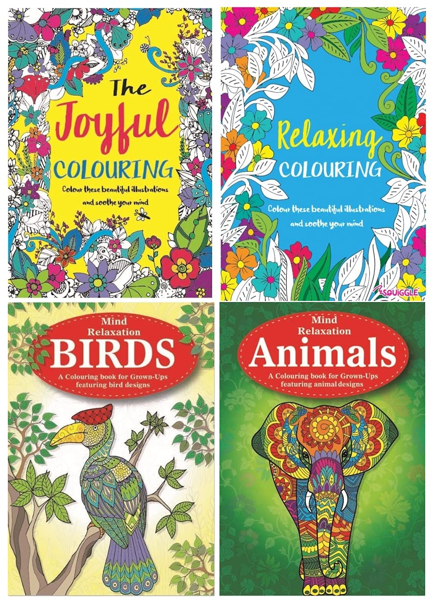 Colour Therapy Relaxing Anti-Stress Adult Colouring Books - Set of 4