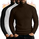 Neer 3 Pack Men's Turtleneck Long Sleeve Shirts Ribbed Sweater Mock Neck Pullover Tops Casual Knit Slim Fit Layer Basic Tee
