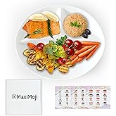 MaxiMoji Portion Control Plate for Adults, Divided Plate for Weight loss, Ideal for Bariatric and Diabetic and Healthy Diets, Durable and Easy to Clean-porcelain