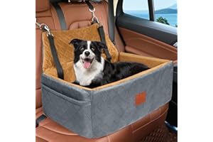 NEEZUKAR Dog Car Seat for Large Medium Dog,Washable Pet Car Seat for Dogs Under 55 lbs or 2 Small Dogs,Dog Booster Seat with Thick Cushion,2 Safety Leashes Dog Sofa Cushion & Travel Dog Bed