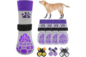 BEAUTYZOO Non-Slip Dog Socks to Prevent Licking Paws, Dog Shoes for Hot Pavement, Paw Protector Traction on Wood/Hardwood Floors- Grip That Works Even When Twisted-Senior Small Medium Large Dog Boots