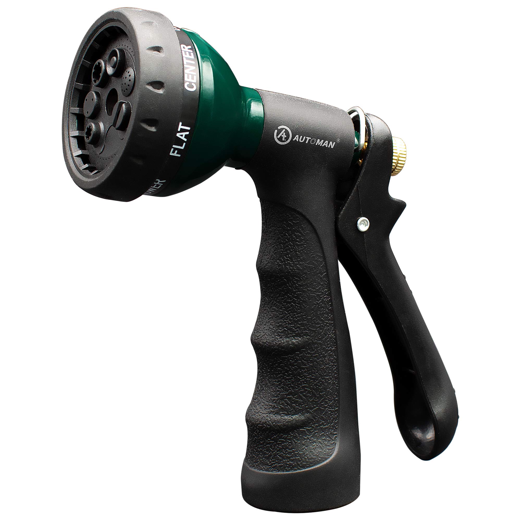 Photo 1 of AUTOMAN-Garden-Hose-Nozzle, Metal Water Spray Nozzle with Heavy Duty 7 Adjustable Watering Patterns,Slip Resistant for Watering Plants,Lawn& Garden,Washing Cars,Cleaning,Showering Pets & Outdoor Fun.