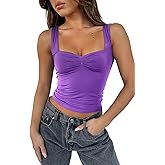 TiulZial Women's Sleeveless Backless Crop Tank Top Sexy Pleated Bustier Sweetheart Neck Strappy Y2K Cami Cropped Tops
