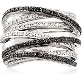 Ross-Simons 0.30 ct. t.w. Black and White Diamond Highway Ring in Sterling Silver
