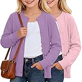 LessonZoo 2 Pack Girls Cardigan Sweater Long Sleeve Knit Tops Button Kids School Uniforms Fall Winter for 4-12 Years