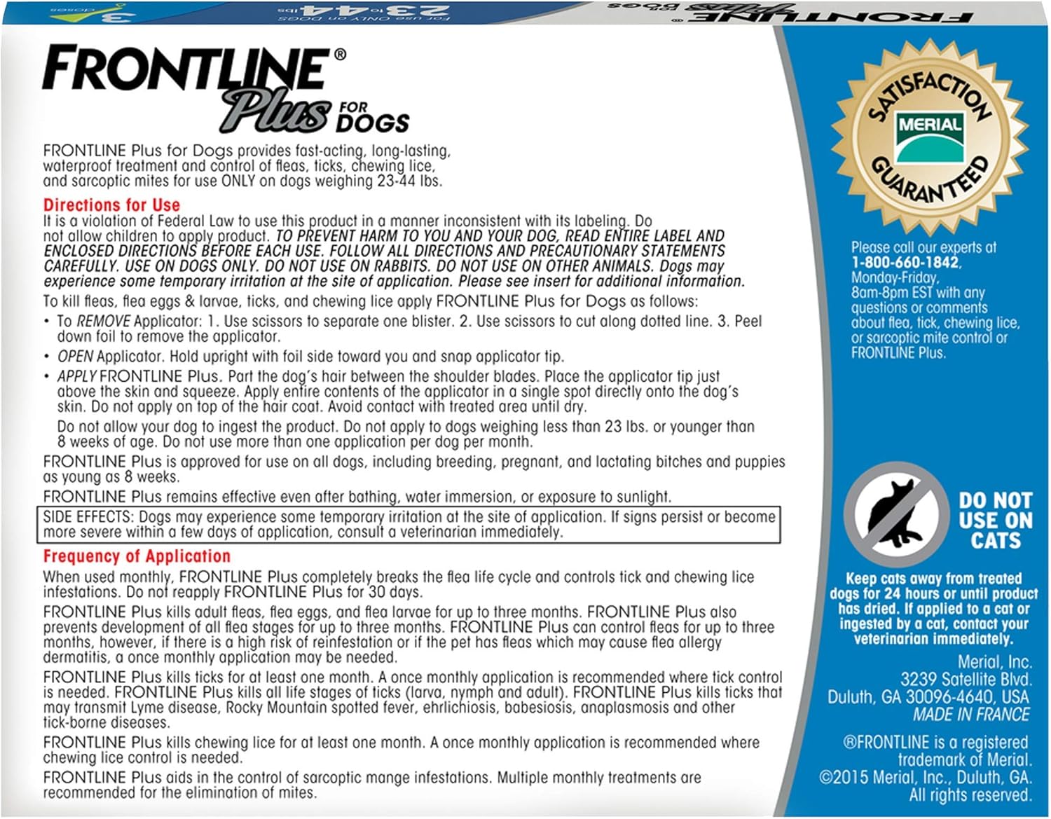 FRONTLINE Plus Flea and Tick Treatment for Dogs (Medium Dog, 23-44 Pounds, 3 Doses) : Pet Flea And Tick Repellents : Pet Supplies