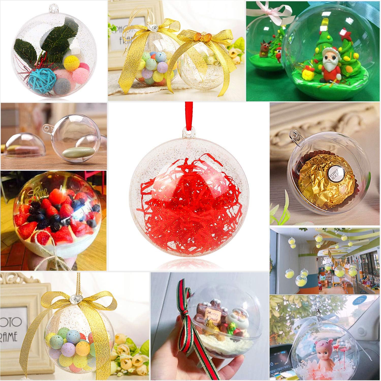 Clear80mm20 Balls Shinyee Clear Fillable Ornaments Ball DIY Christmas