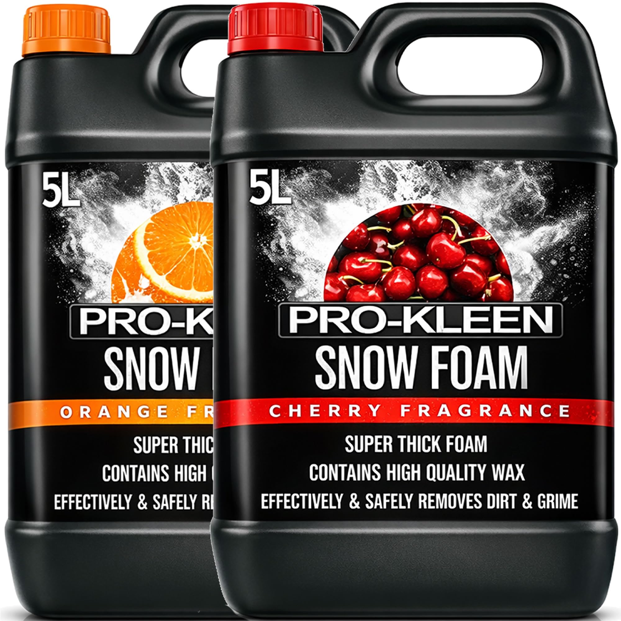 Pro-Kleen Snow Foam Car Shampoo Pre Wash 10L pH Neutral Cherry & Orange Fragrance - Super Thick & Non-Caustic - Easy To Use, Suitable For All Vehicle Types and Exteriors