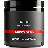 1500mg NMN Supplement with Resveratrol – High Potency Nicotinamide Mononucleotide 500mg with Trimethylglycine, Quercetin, Resveratrol & Apigenin – Pure NMN Capsules – Third-Party Tested – 30 Servings