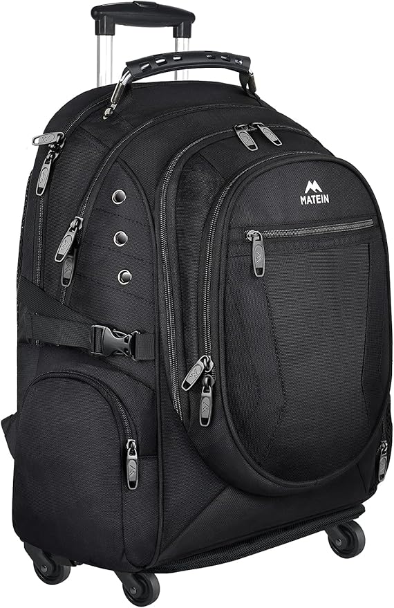 Rolling Backpack, Matein College Wheeled Backpack for Women, Men